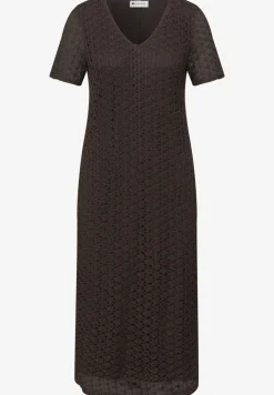 Midi-Kleid aus Spitze in Unifarbe
