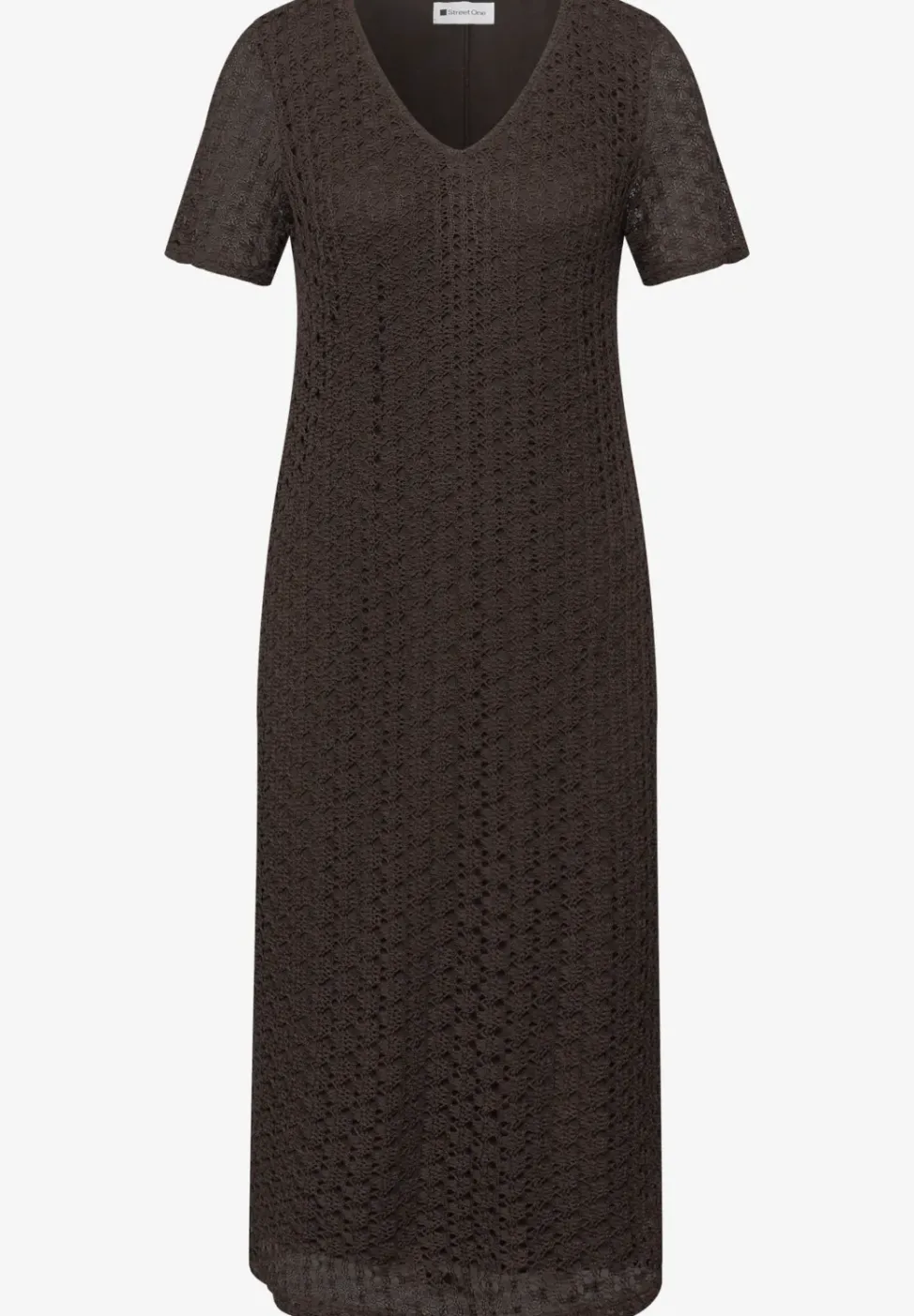 Midi-Kleid aus Spitze in Unifarbe