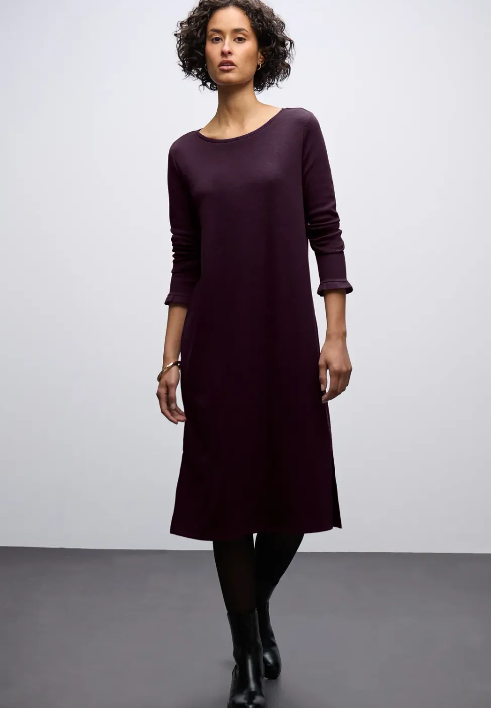 Midi-Kleid in Rippstruktur