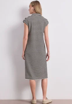 Midi-Kleid in Strick-Optik mit Streifen