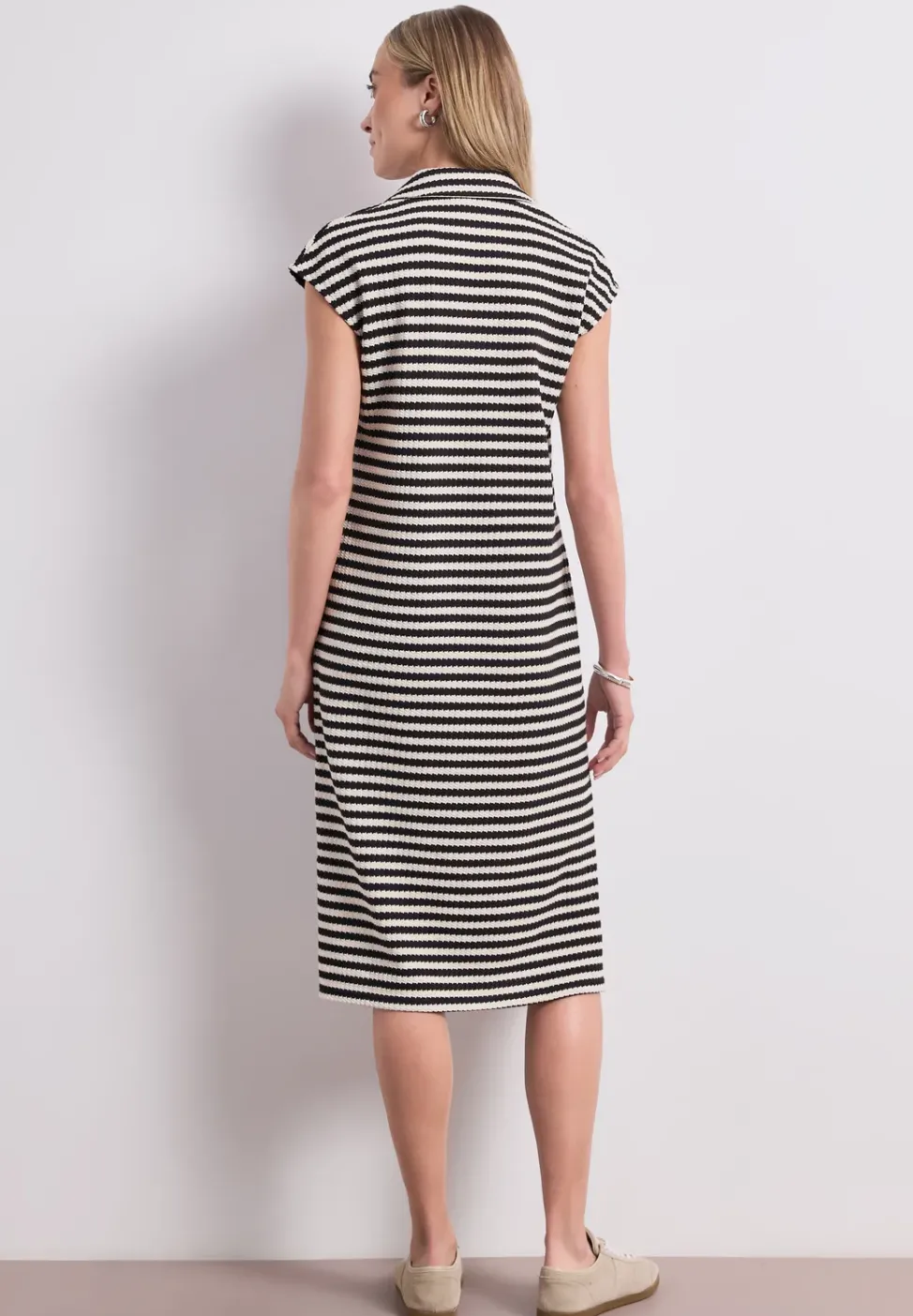 Midi-Kleid in Strick-Optik mit Streifen
