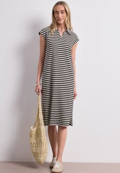 Midi-Kleid in Strick-Optik mit Streifen
