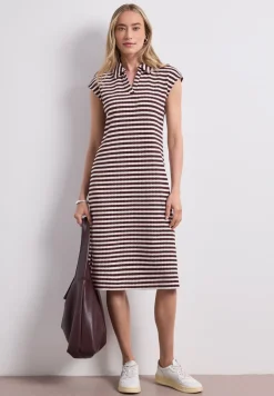Midi-Kleid in Strick-Optik mit Streifen