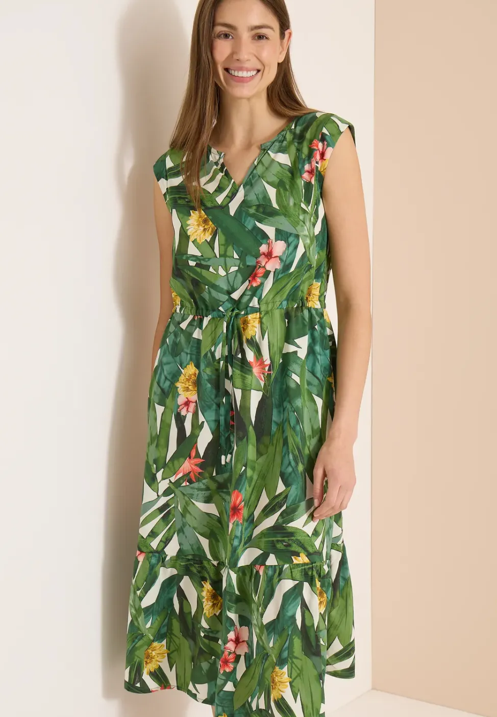 Midi-Kleid mit floralem Muster