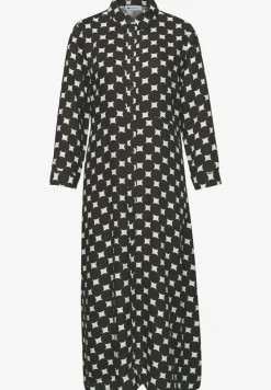 Midi-Kleid mit Knöpfen und Punktmuster
