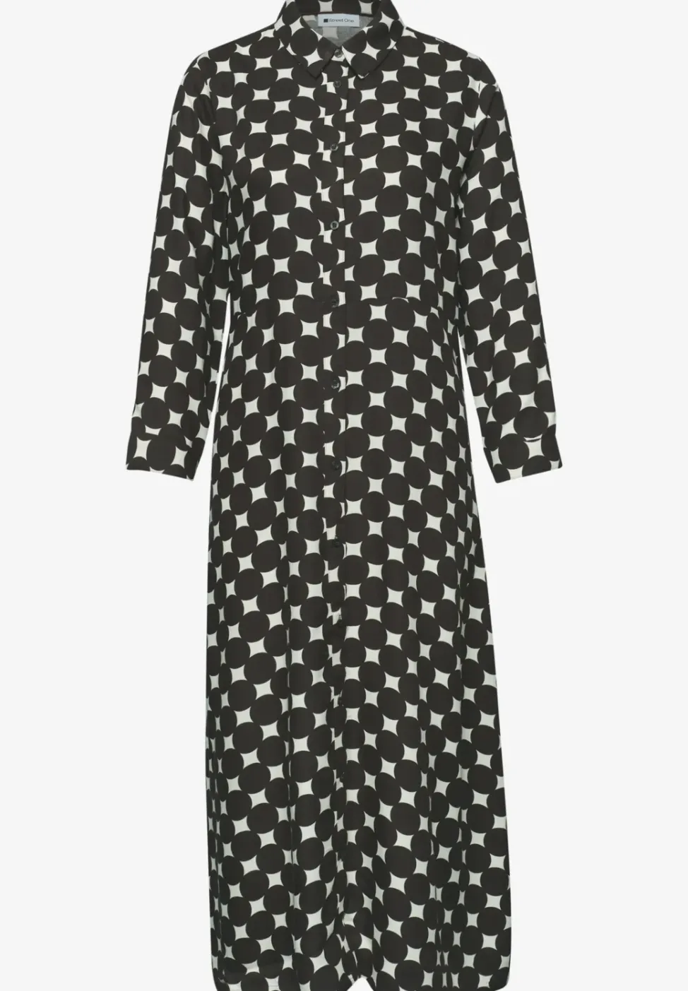 Midi-Kleid mit Knöpfen und Punktmuster