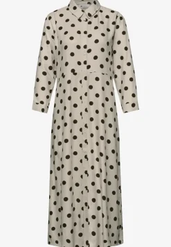 Midi-Kleid mit Knöpfen und Punktmuster