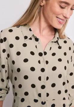 Midi-Kleid mit Knöpfen und Punktmuster