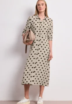 Midi-Kleid mit Knöpfen und Punktmuster