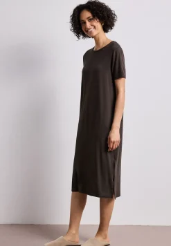 Midi-Kleid mit Kurzarm mit Schlitzdetail
