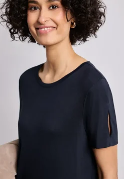 Midi-Kleid mit Kurzarm mit Schlitzdetail
