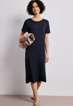 Midi-Kleid mit Kurzarm mit Schlitzdetail