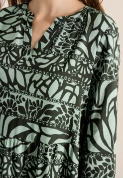Midi-Kleid mit Patchwork-Print