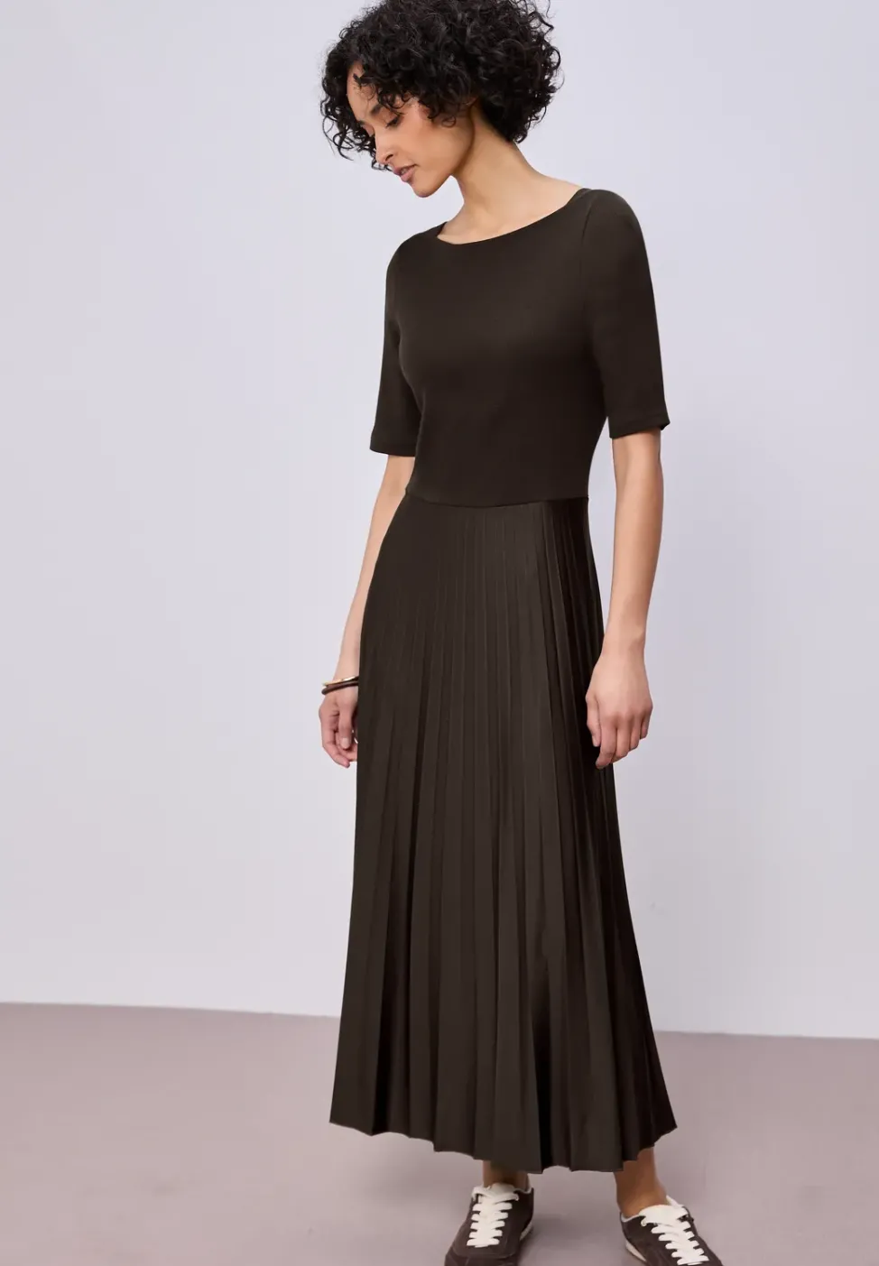 Midi-Kleid mit Plissée-Rock