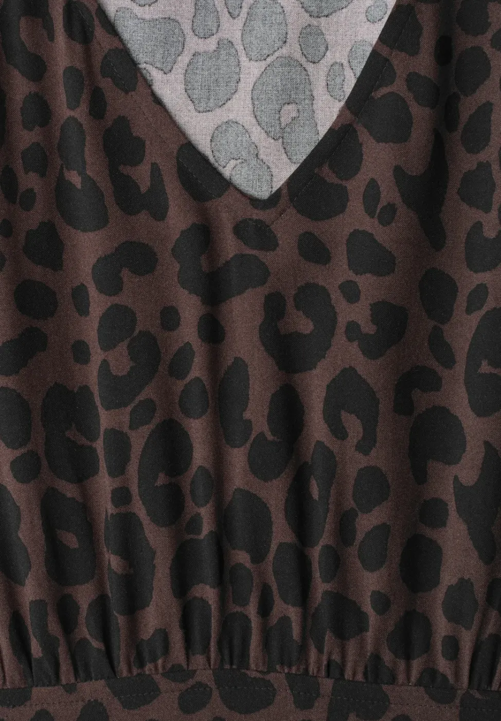 Midi-Kleid mit Print und Smok-Detail