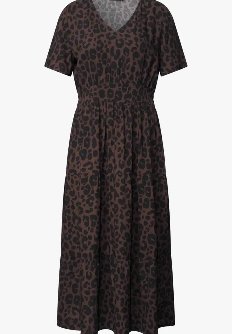 Midi-Kleid mit Print und Smok-Detail
