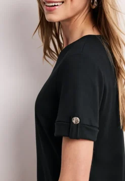 Midi-Kleid mit Rundhals und Knöpfen