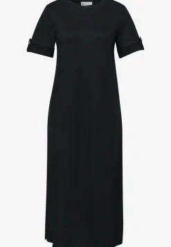 Midi-Kleid mit Rundhals und Knöpfen