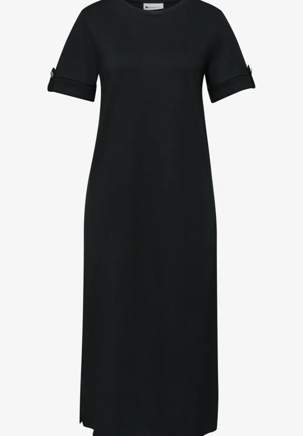Midi-Kleid mit Rundhals und Knöpfen