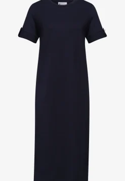 Midi-Kleid mit Rundhals und Knöpfen
