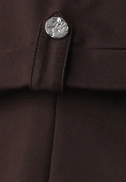 Midi-Kleid mit Rundhals und Knöpfen