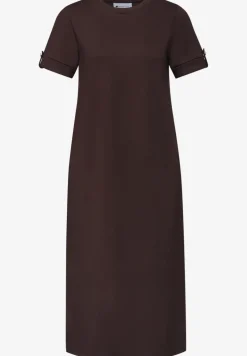 Midi-Kleid mit Rundhals und Knöpfen