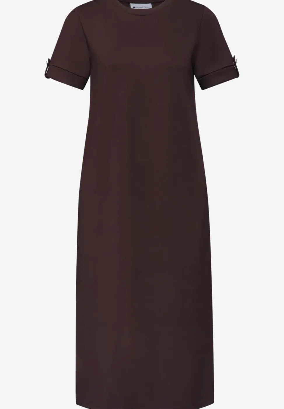 Midi-Kleid mit Rundhals und Knöpfen