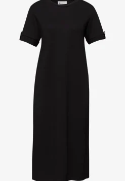 Midi-Kleid mit Rundhals und Knöpfen