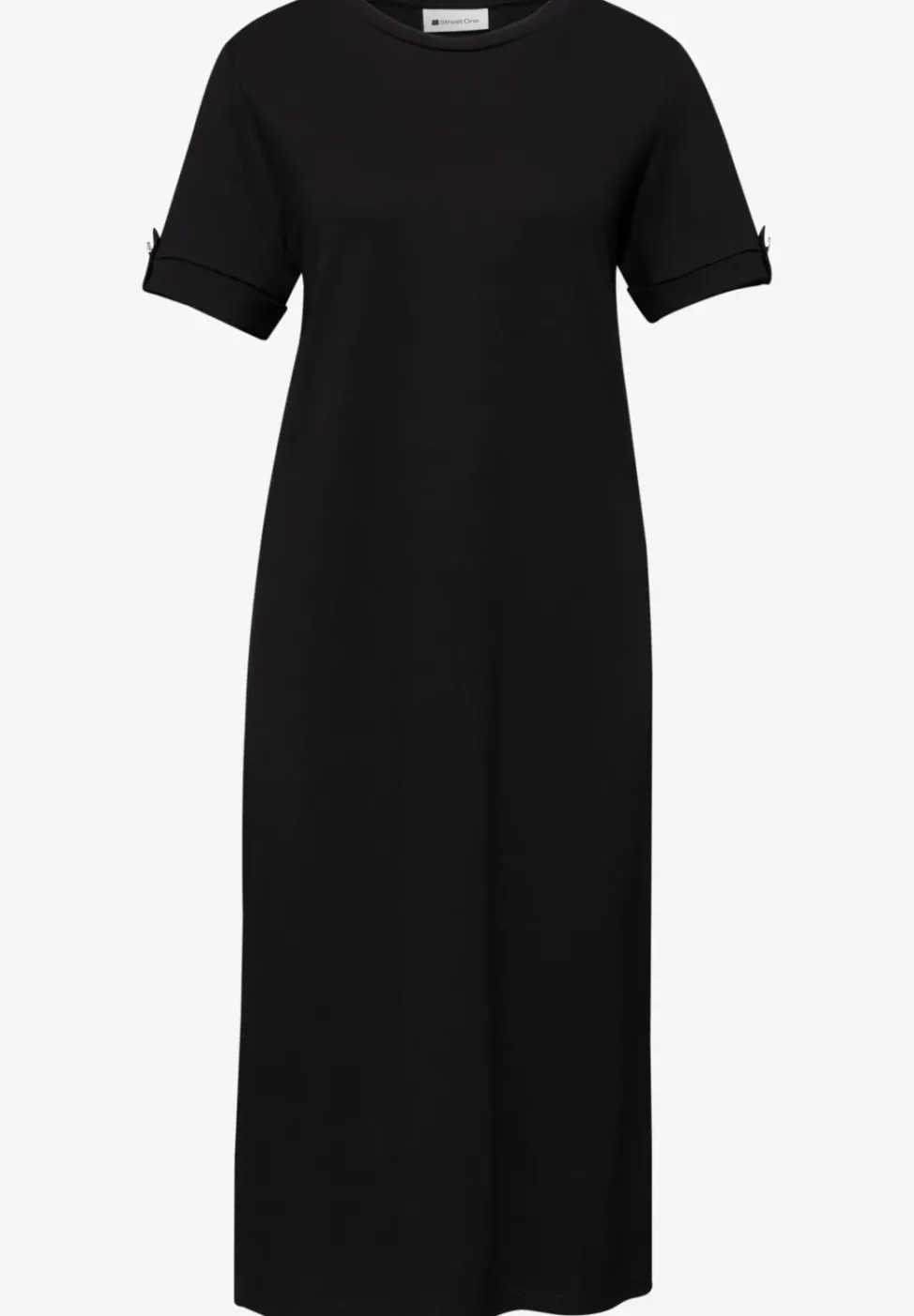 Midi-Kleid mit Rundhals und Knöpfen