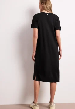 Midi-Kleid mit Rundhals und Knöpfen