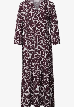 Midi-Kleid mit Split Neck und Print