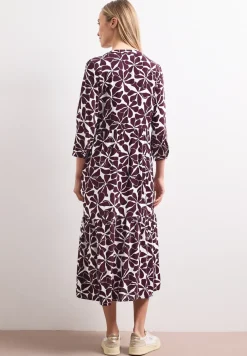Midi-Kleid mit Split Neck und Print