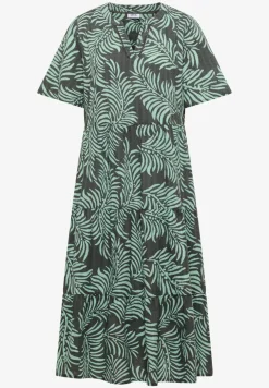 Midikleid mit Split Neck und Print