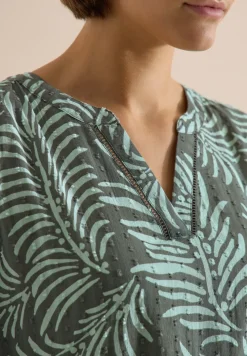 Midikleid mit Split Neck und Print