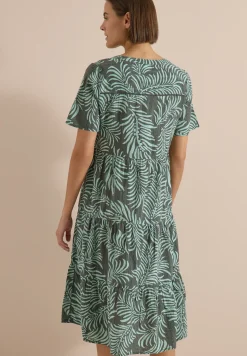 Midikleid mit Split Neck und Print