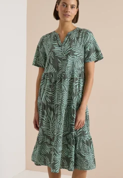 Midikleid mit Split Neck und Print