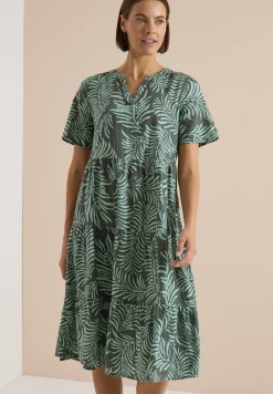 Midikleid mit Split Neck und Print