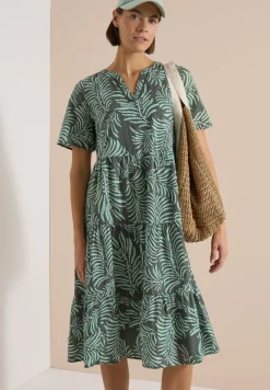Midikleid mit Split Neck und Print