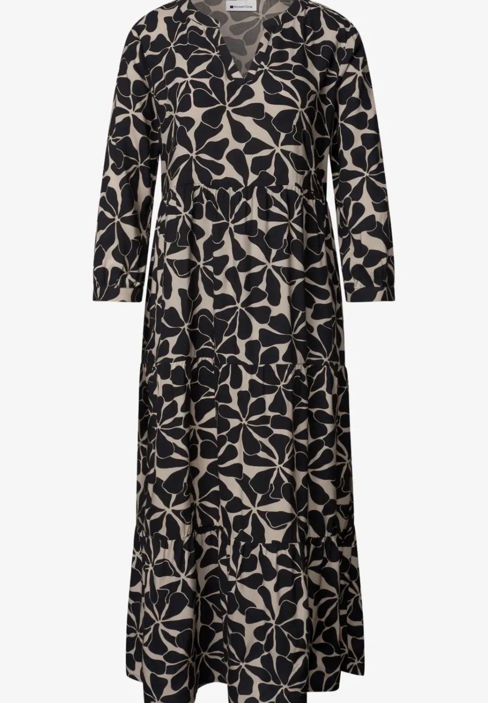 Midi-Kleid mit Split Neck im Ethno-Look