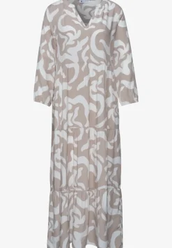 Midi-Kleid mit Split Neck und Print