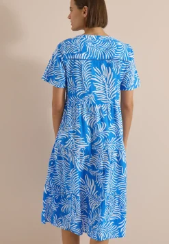 Midikleid mit Split Neck und Print