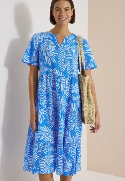 Midikleid mit Split Neck und Print