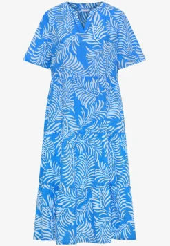 Midikleid mit Split Neck und Print