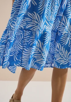 Midikleid mit Split Neck und Print