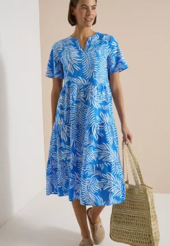 Midikleid mit Split Neck und Print