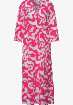 Midi-Kleid mit Split Neck und Print