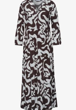 Midi-Kleid mit Split Neck und Print