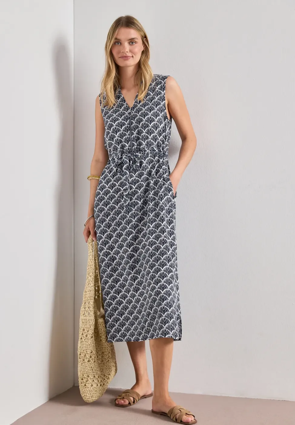 Midikleid mit Split Neck und Zipper