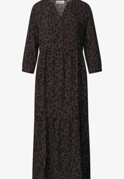 Midi-Kleid mit Split Neck und Print