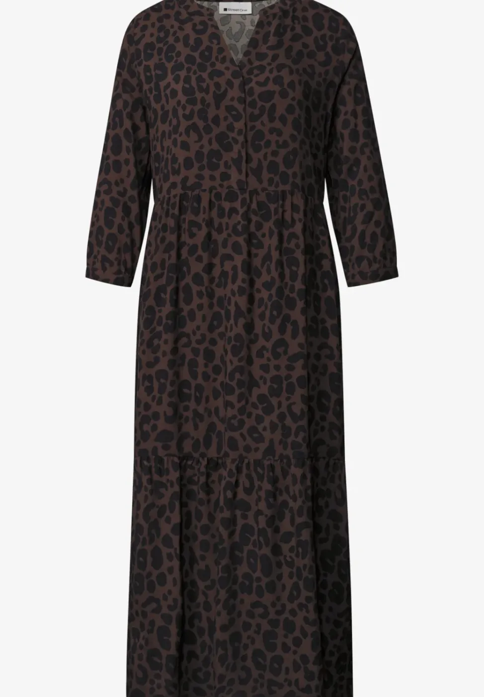 Midi-Kleid mit Split Neck und Print